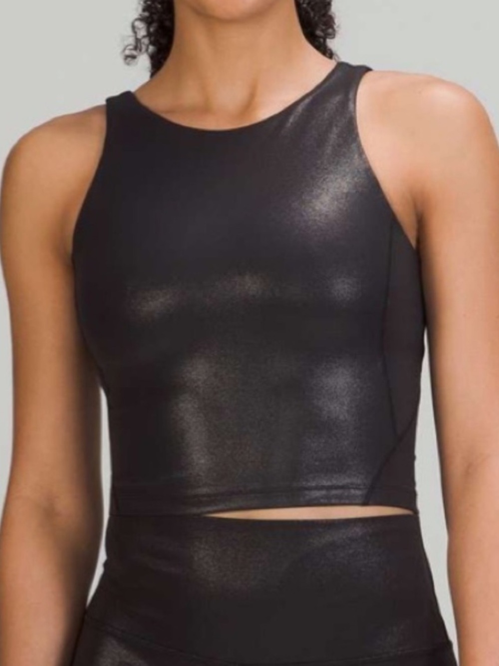 Lululemon High Neck Align Top Shine Radiate Foil Print Black - size 8